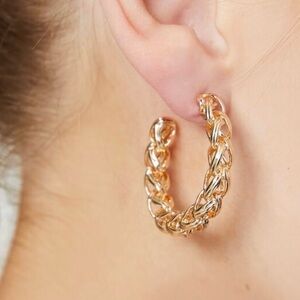 Gold Twisted Hoop Earrings